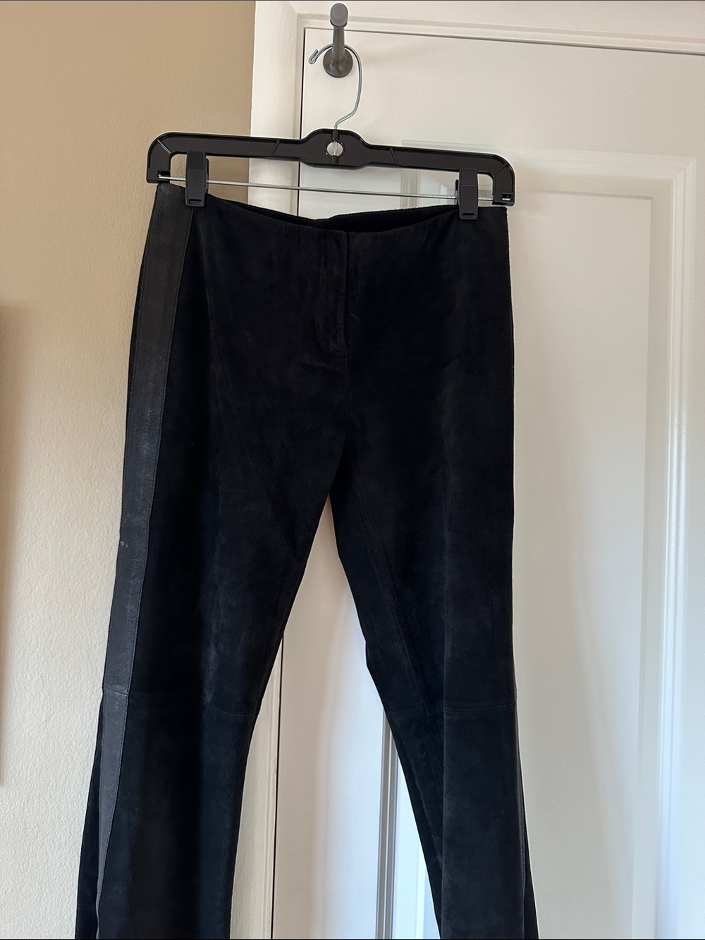 Vintage Arden B Black low rise Suede Flare Pants, real leather
